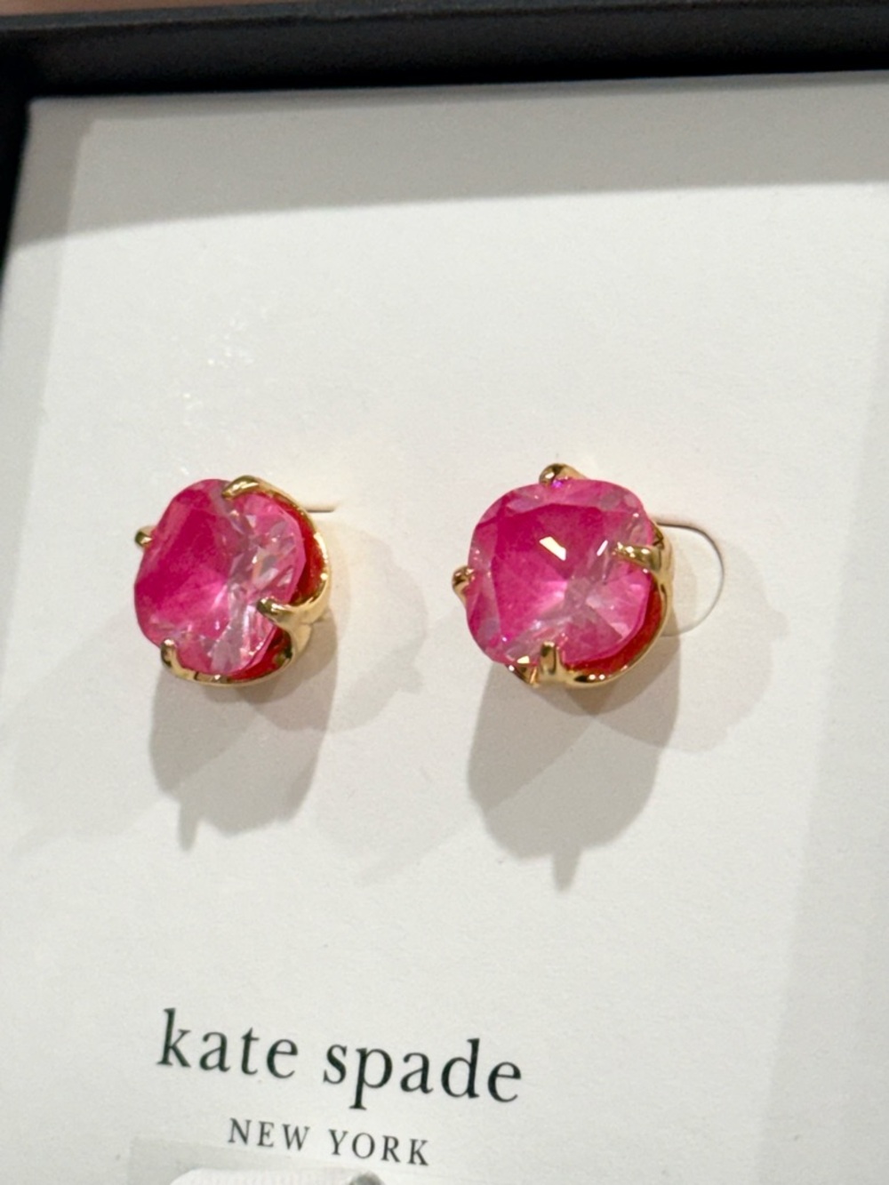 Kate Spade Pink Gold-Tone Color Cubic Zirconia Stud Earrings - Picture 2 of 4